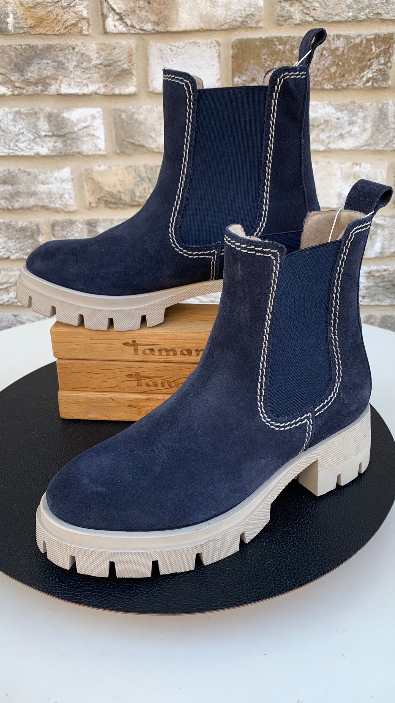 Tamaris Boots Tamaris Stiefelette Blau Leder Tamaris Chelsea Boots